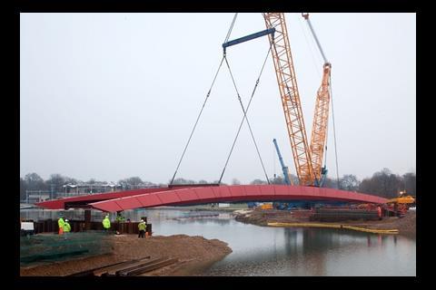 2012 bridge lifted into place at Eton Rowing Centre